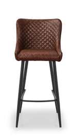 Luxe Faux Leather Barstool - Brown - Rogey