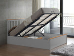 Malmo Pearl Grey Wooden Ottoman Bed Double - Rogey