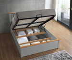 Malmo Pearl Grey Wooden Ottoman Bed Double - Rogey