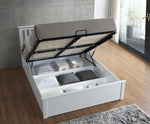 Malmo White Wooden Ottoman Bed Double - Rogey