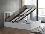 Malmo White Wooden Ottoman Bed Double - Rogey