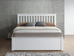 Malmo White Wooden Ottoman Bed Double - Rogey