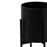 Matt Black Cylindrical Planter On Black Frame - Rogey