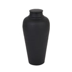 Matt Black Hammered Vase With Lid - Rogey