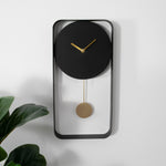 Matte Black Metal Wall Clock with Gold Details - Rogey