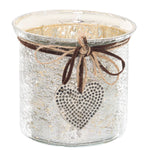 Mercury Hammered Heart Small Candle Holder - Rogey