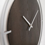 Minimalist Wood & Silver Wall Clock - Rogey