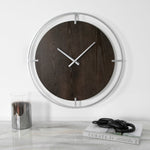 Minimalist Wood & Silver Wall Clock - Rogey