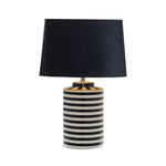 Monochrome Ceramic Lamp With Black Velvet Shade - Rogey