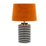 Monochrome Ceramic Lamp With Burnt Orange Velvet Shade - Rogey