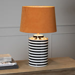 Monochrome Ceramic Lamp With Burnt Orange Velvet Shade - Rogey