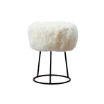 Natural Metal Sheepskin Stool - Rogey