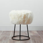 Natural Metal Sheepskin Stool - Rogey