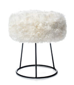 Natural Metal Sheepskin Stool - Rogey