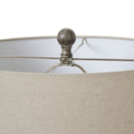 Ochre Carved Textured Table Lamp With Linen Shade - Rogey