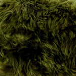 Olive Green Sheepskin Wood Stool - Black - Rogey