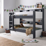 Oliver Grey and White Storage Bunk Bed Single - Rogey