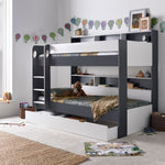 Oliver Grey and White Storage Bunk Bed Single - Rogey