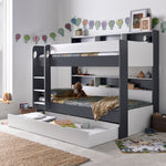 Oliver Grey and White Storage Bunk Bed Single - Rogey