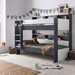 Oliver Grey and White Storage Bunk Bed Single - Rogey