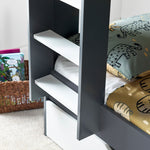 Oliver Grey and White Storage Bunk Bed Single - Rogey