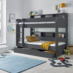 Oliver Onyx Grey Storage Bunk Bed Single - Rogey