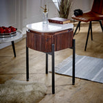 Opal Mango Wood Bedside Table With Marble Top & Metal Legs - Rogey