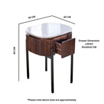 Opal Mango Wood Bedside Table With Marble Top & Metal Legs - Rogey