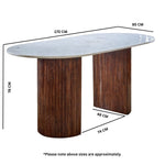 Opal Mango Wood Dining Table 170Cm With Marble Top - Rogey