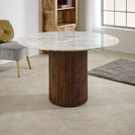 Opal Mango Wood Dining Table Round With Marble Top - Rogey