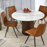 Opal Mango Wood Dining Table Round With Marble Top - Rogey