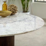 Opal Mango Wood Dining Table Round With Marble Top - Rogey