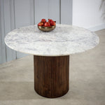 Opal Mango Wood Dining Table Round With Marble Top - Rogey