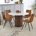 Opal Mango Wood Dining Table Round With Marble Top - Rogey