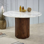 Opal Mango Wood Dining Table Round With Marble Top - Rogey