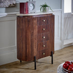 Opal Mango Wood Wide Chest Of Drawers With Marble Top & Metal Legs - Rogey