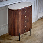 Opal Mango Wood Wide Chest Of Drawers With Marble Top & Metal Legs - Rogey