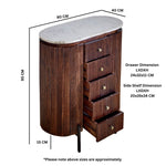 Opal Mango Wood Wide Chest Of Drawers With Marble Top & Metal Legs - Rogey