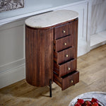 Opal Mango Wood Wide Chest Of Drawers With Marble Top & Metal Legs - Rogey