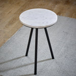 Opal Side Table With White Marble Top & Metal Legs - Rogey