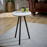 Opal Side Table With White Marble Top & Metal Legs - Rogey