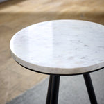 Opal Side Table With White Marble Top & Metal Legs - Rogey