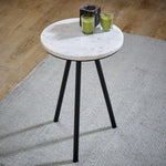 Opal Side Table With White Marble Top & Metal Legs - Rogey