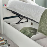 Oscar White Wooden Ottoman Storage Bed Single - Rogey