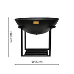 Outdoor Cast Iron Fire Pit on Stand in Black Iron H45Cm W56Cm - Rogey