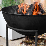 Outdoor Cast Iron Fire Pit on Stand in Black Iron H45Cm W56Cm - Rogey