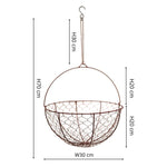 Outdoor Hanging Wired Netted Basket Bronze H40cm D40cm - Rogey