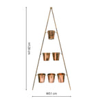 Outdoor Vertical Gold Metal Wall Plant Stand with Planters H128Cm W51Cm Planter Size Ext Diam 9Cm - Rogey