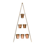 Outdoor Vertical Gold Metal Wall Plant Stand with Planters H148Cm W69Cm Planter Size External Diam 14Cm - Rogey