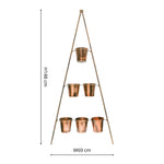 Outdoor Vertical Gold Metal Wall Plant Stand with Planters H148Cm W69Cm Planter Size External Diam 14Cm - Rogey